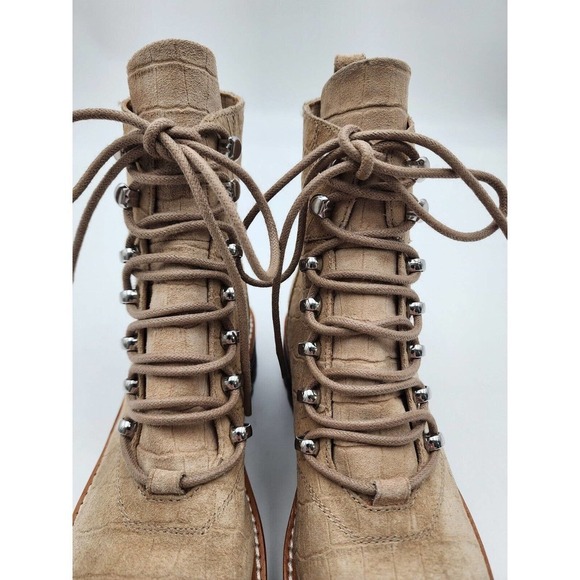 Marc Fisher LTD Izzie Weather Boot Lugsole Double Lace Women Natural Sue… - Picture 5 of 11